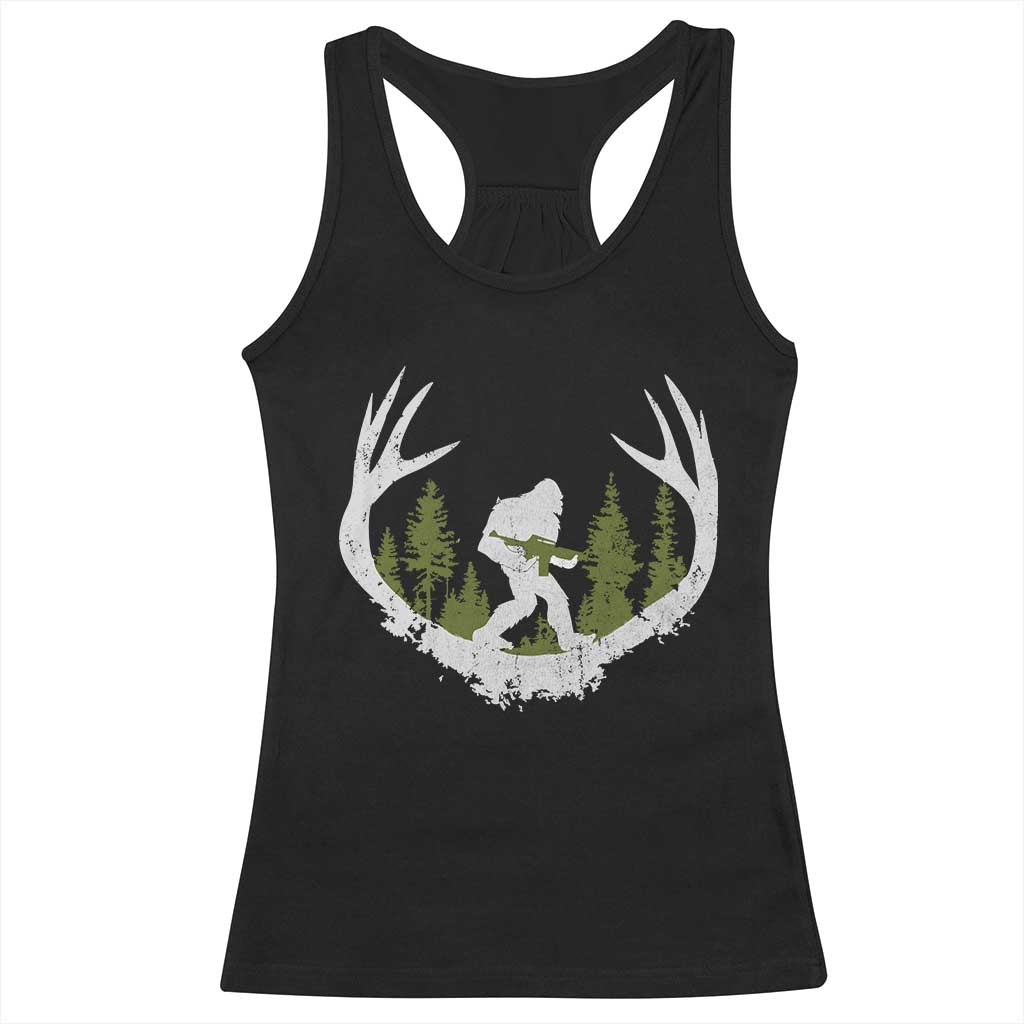 Bigfoot Gun Owner Racerback Tank Top Retro Deer Hunting Sasquatch Hunter Dad