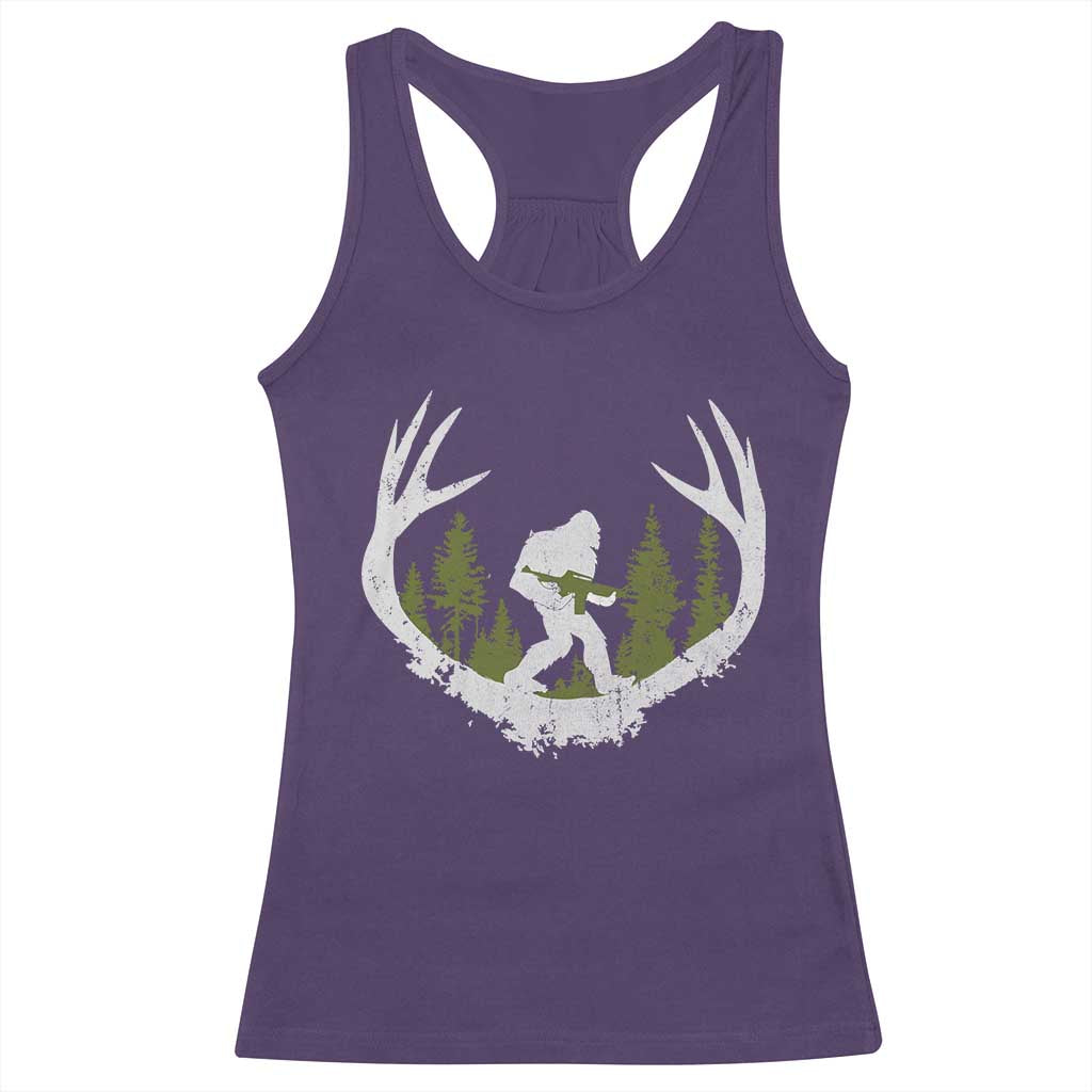 Bigfoot Gun Owner Racerback Tank Top Retro Deer Hunting Sasquatch Hunter Dad