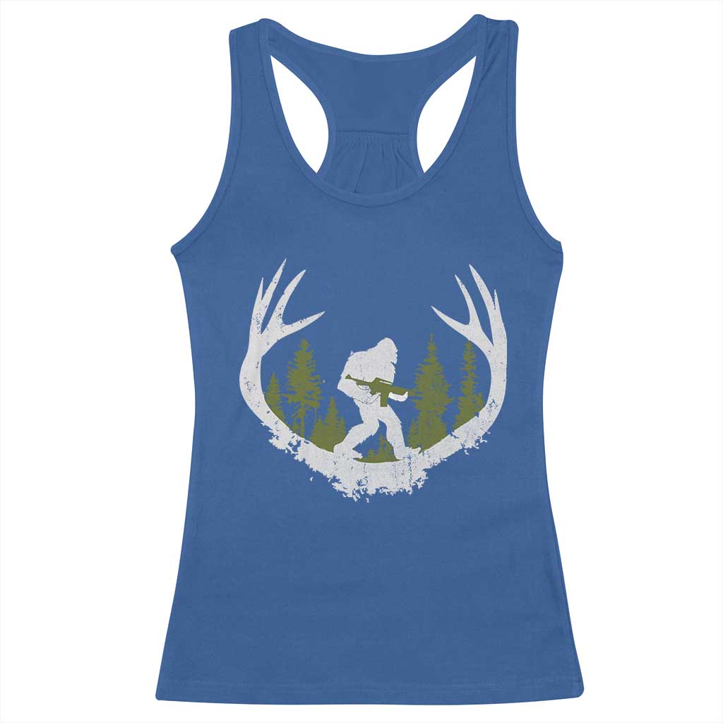Bigfoot Gun Owner Racerback Tank Top Retro Deer Hunting Sasquatch Hunter Dad