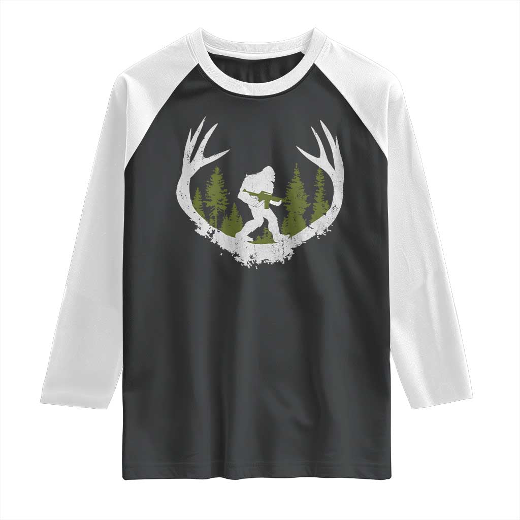 Bigfoot Gun Owner Raglan Shirt Retro Deer Hunting Sasquatch Hunter Dad