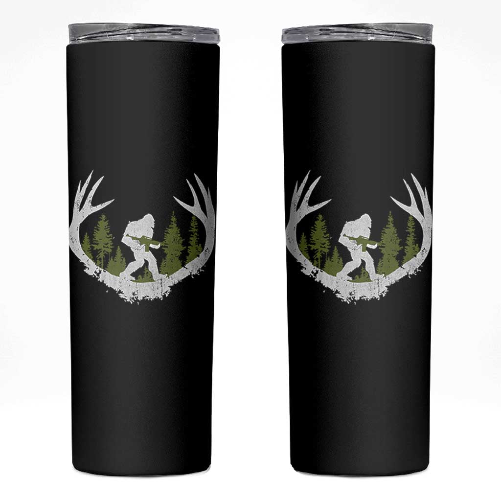 Bigfoot Gun Owner Skinny Tumbler Retro Deer Hunting Sasquatch Hunter Dad