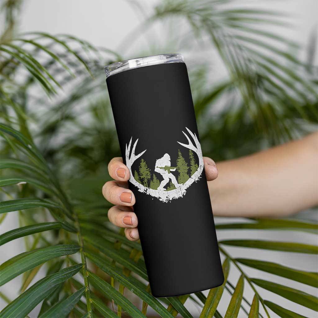 Bigfoot Gun Owner Skinny Tumbler Retro Deer Hunting Sasquatch Hunter Dad