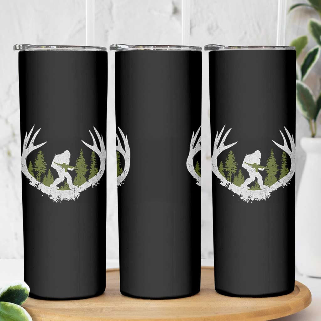 Bigfoot Gun Owner Skinny Tumbler Retro Deer Hunting Sasquatch Hunter Dad