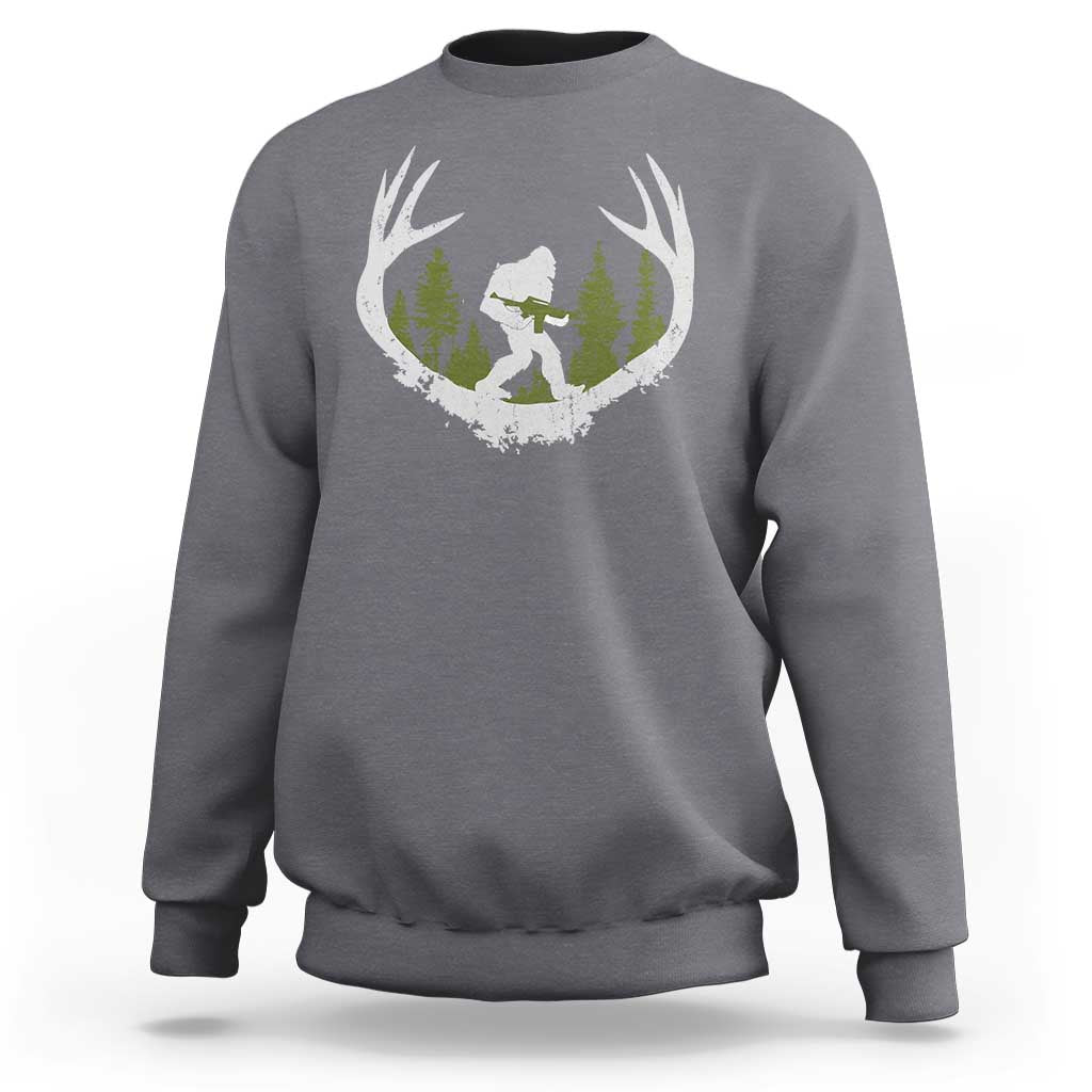 Bigfoot Gun Owner Sweatshirt Retro Deer Hunting Sasquatch Hunter Dad