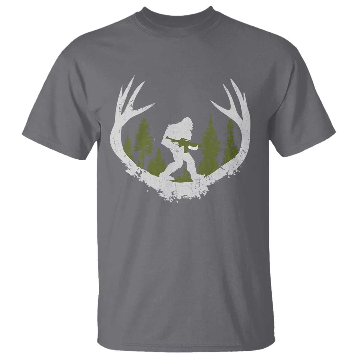 Bigfoot Gun Owner T Shirt Retro Deer Hunting Sasquatch Hunter Dad