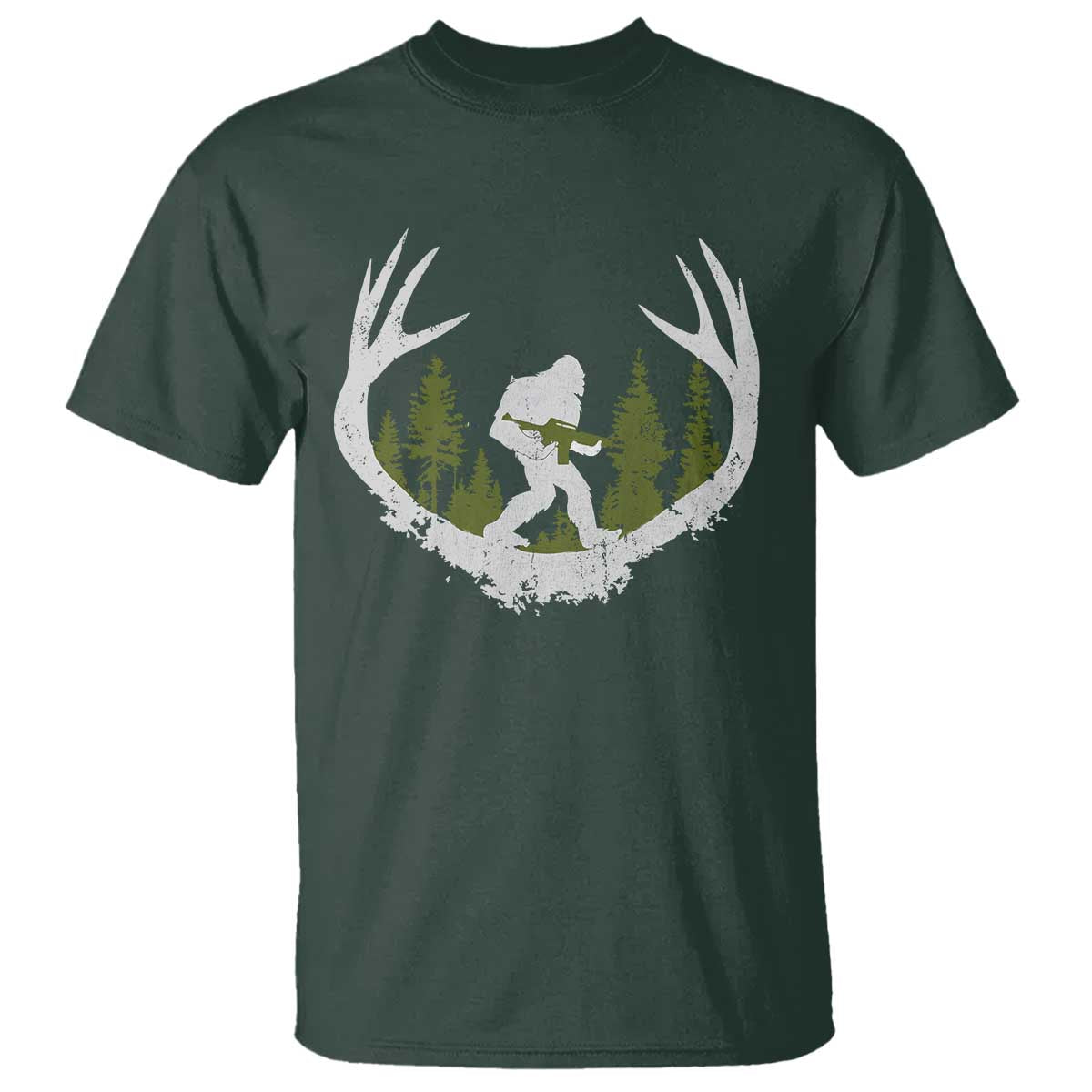 Bigfoot Gun Owner T Shirt Retro Deer Hunting Sasquatch Hunter Dad
