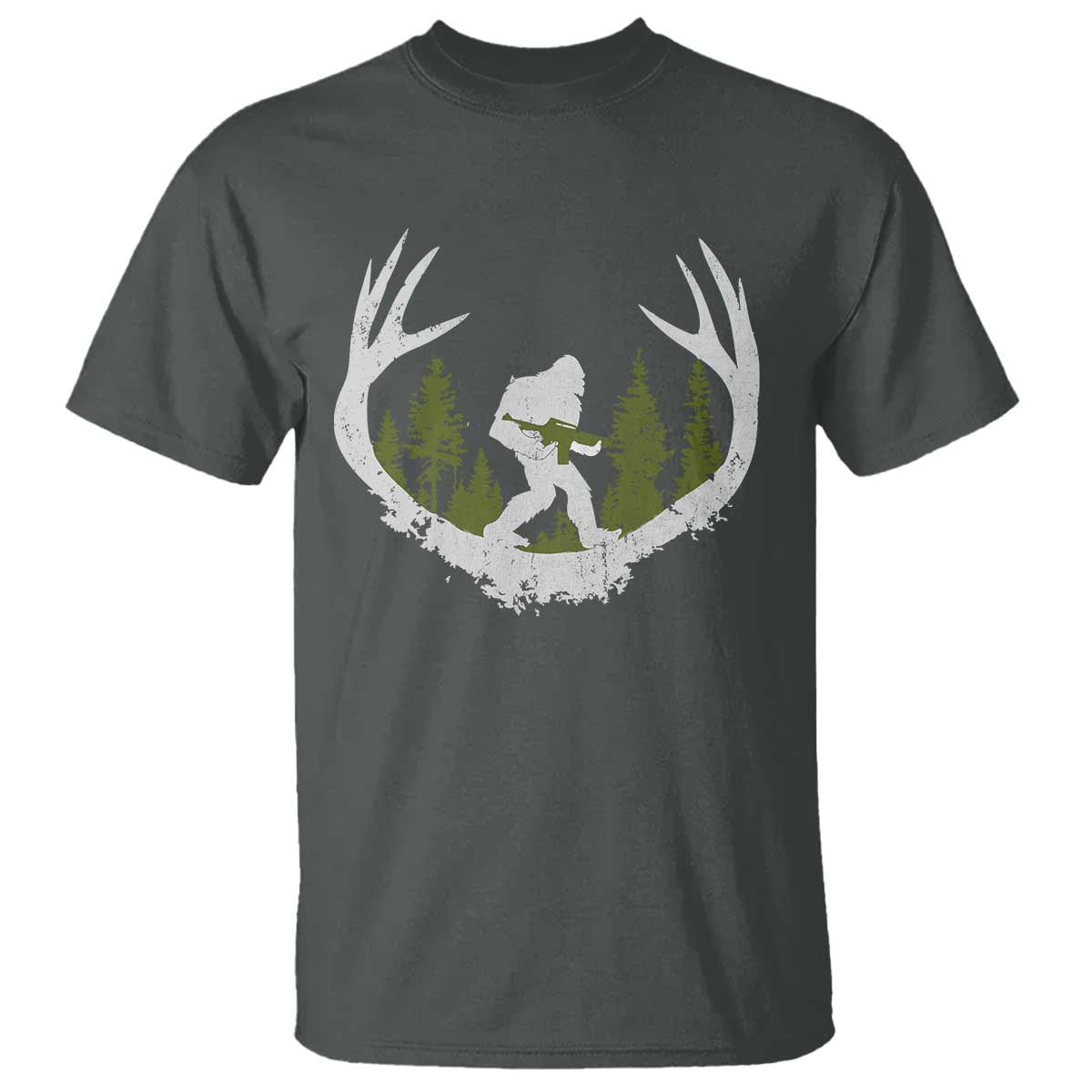 Bigfoot Gun Owner T Shirt Retro Deer Hunting Sasquatch Hunter Dad