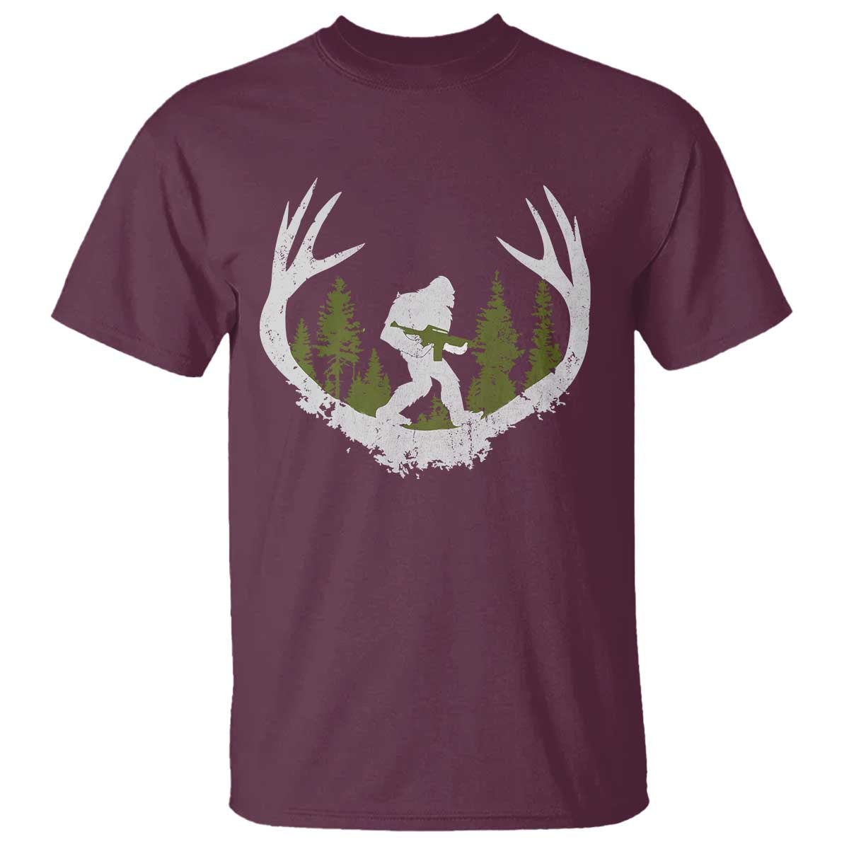 Bigfoot Gun Owner T Shirt Retro Deer Hunting Sasquatch Hunter Dad
