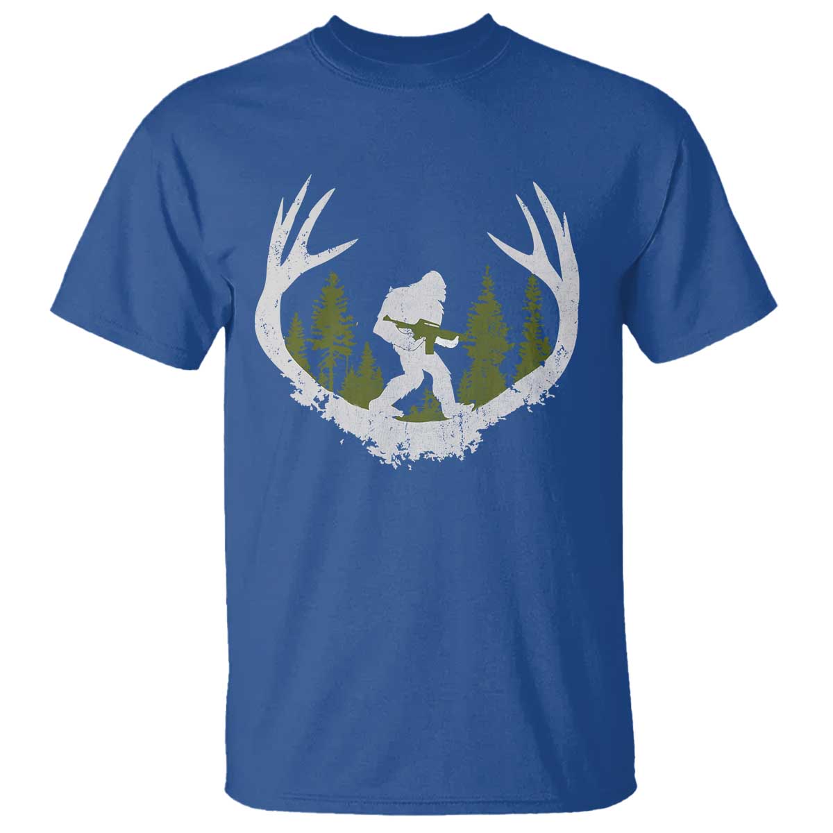 Bigfoot Gun Owner T Shirt Retro Deer Hunting Sasquatch Hunter Dad