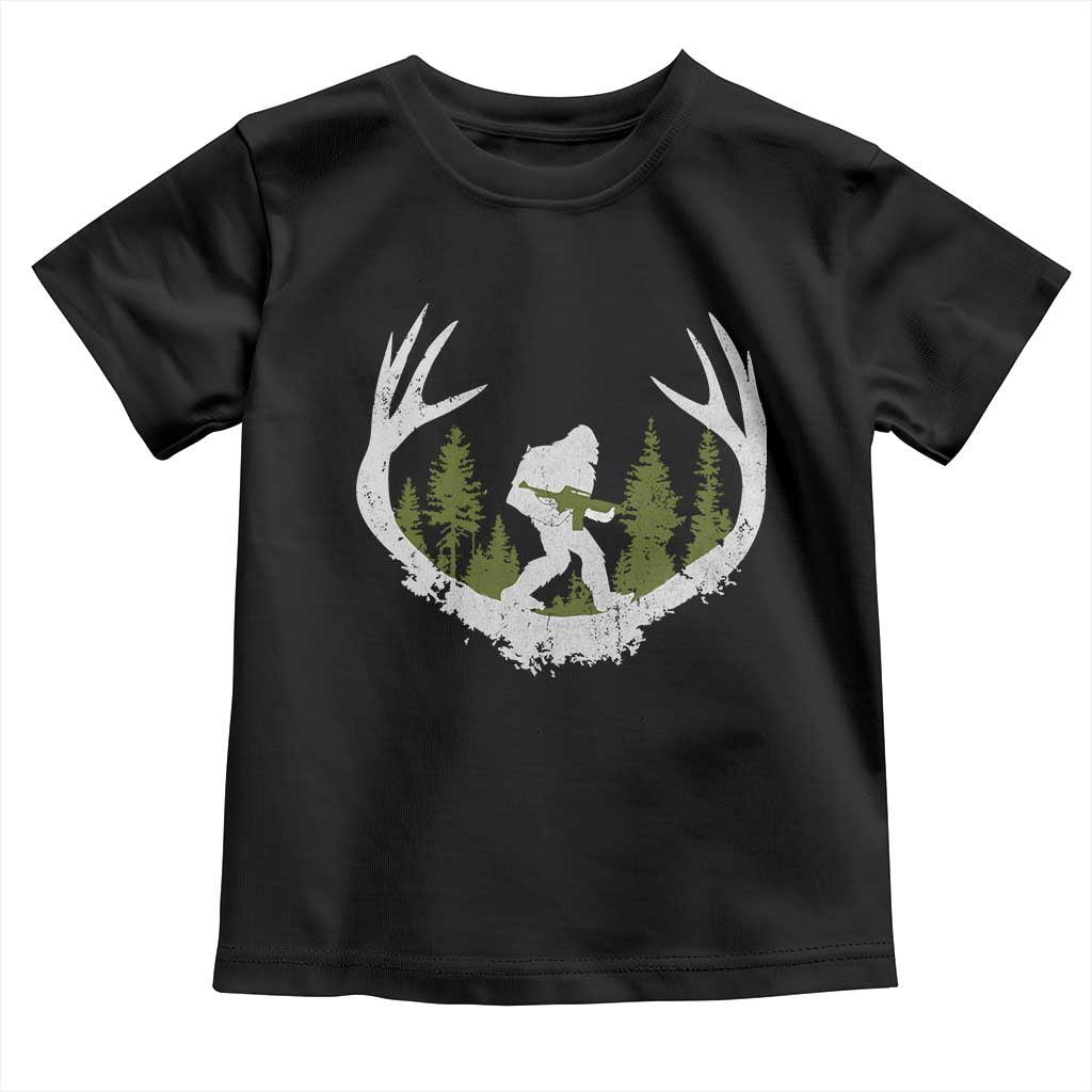 Bigfoot Gun Owner Toddler T Shirt Retro Deer Hunting Sasquatch Hunter Dad