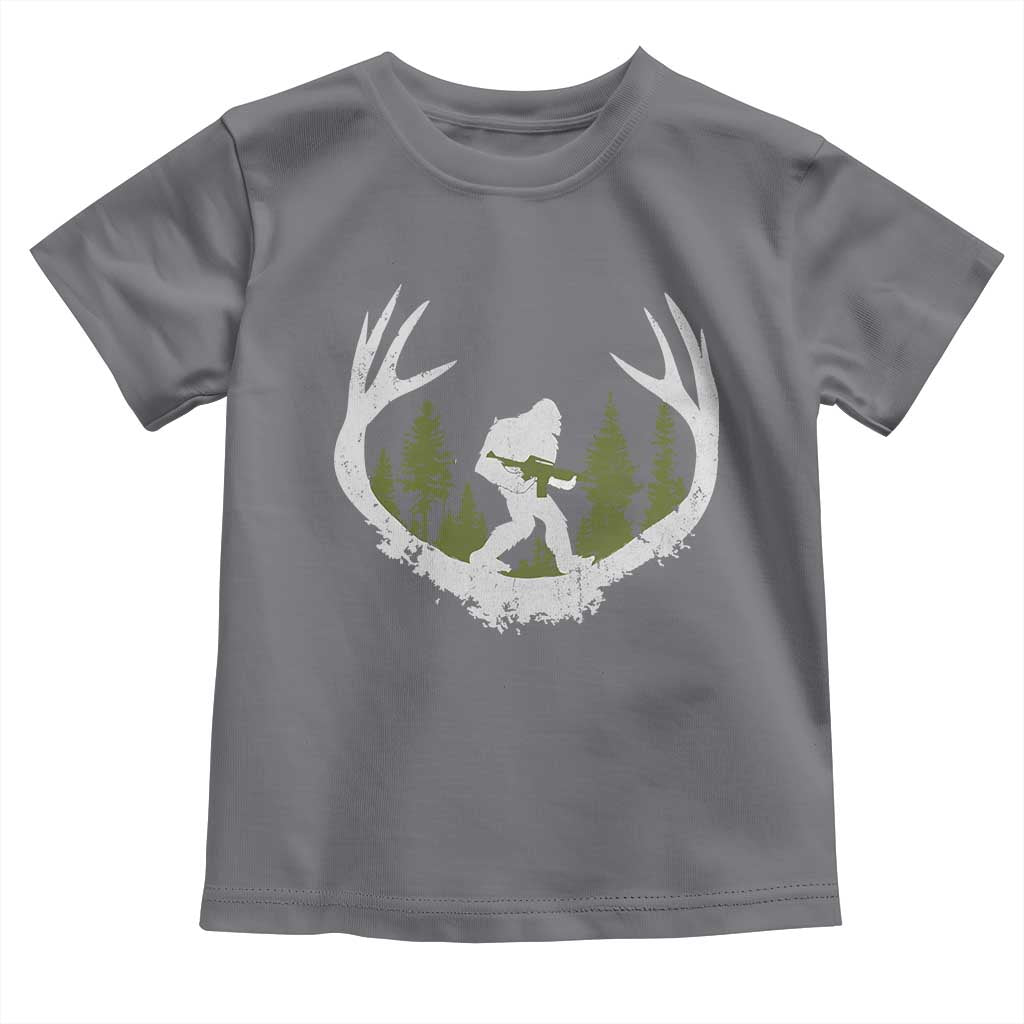 Bigfoot Gun Owner Toddler T Shirt Retro Deer Hunting Sasquatch Hunter Dad