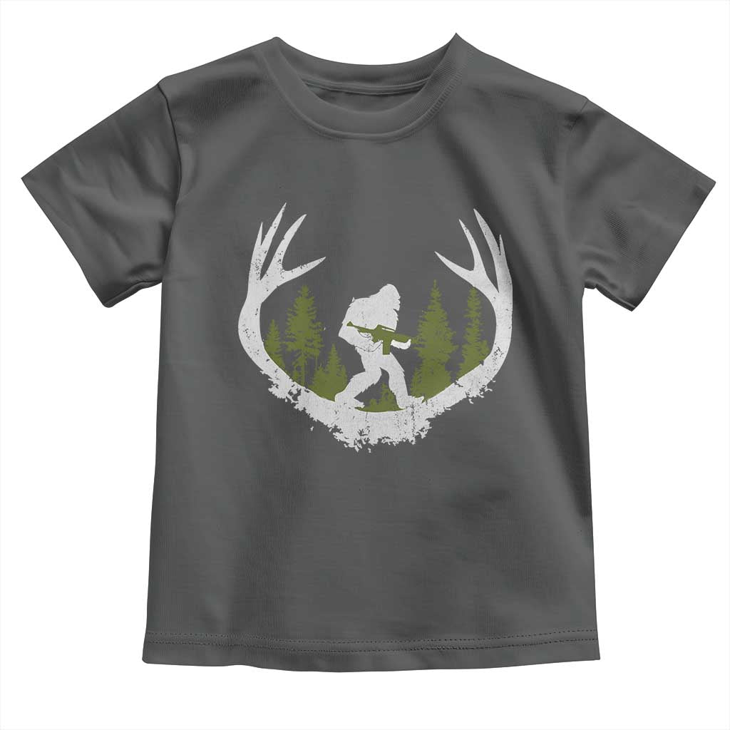 Bigfoot Gun Owner Toddler T Shirt Retro Deer Hunting Sasquatch Hunter Dad
