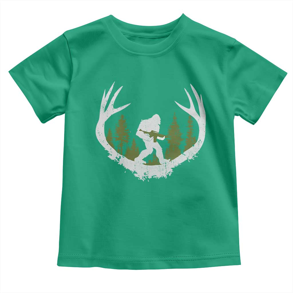 Bigfoot Gun Owner Toddler T Shirt Retro Deer Hunting Sasquatch Hunter Dad