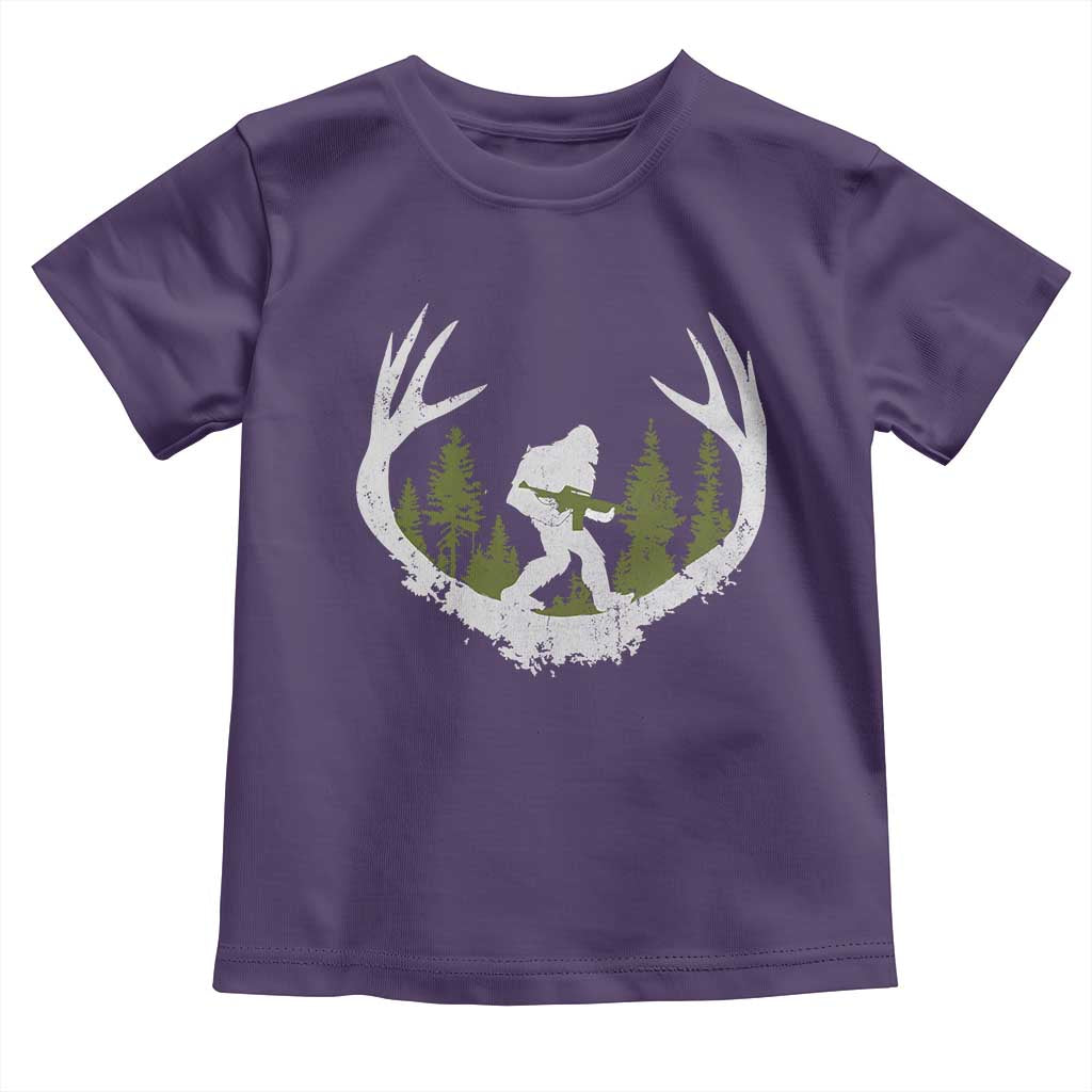 Bigfoot Gun Owner Toddler T Shirt Retro Deer Hunting Sasquatch Hunter Dad