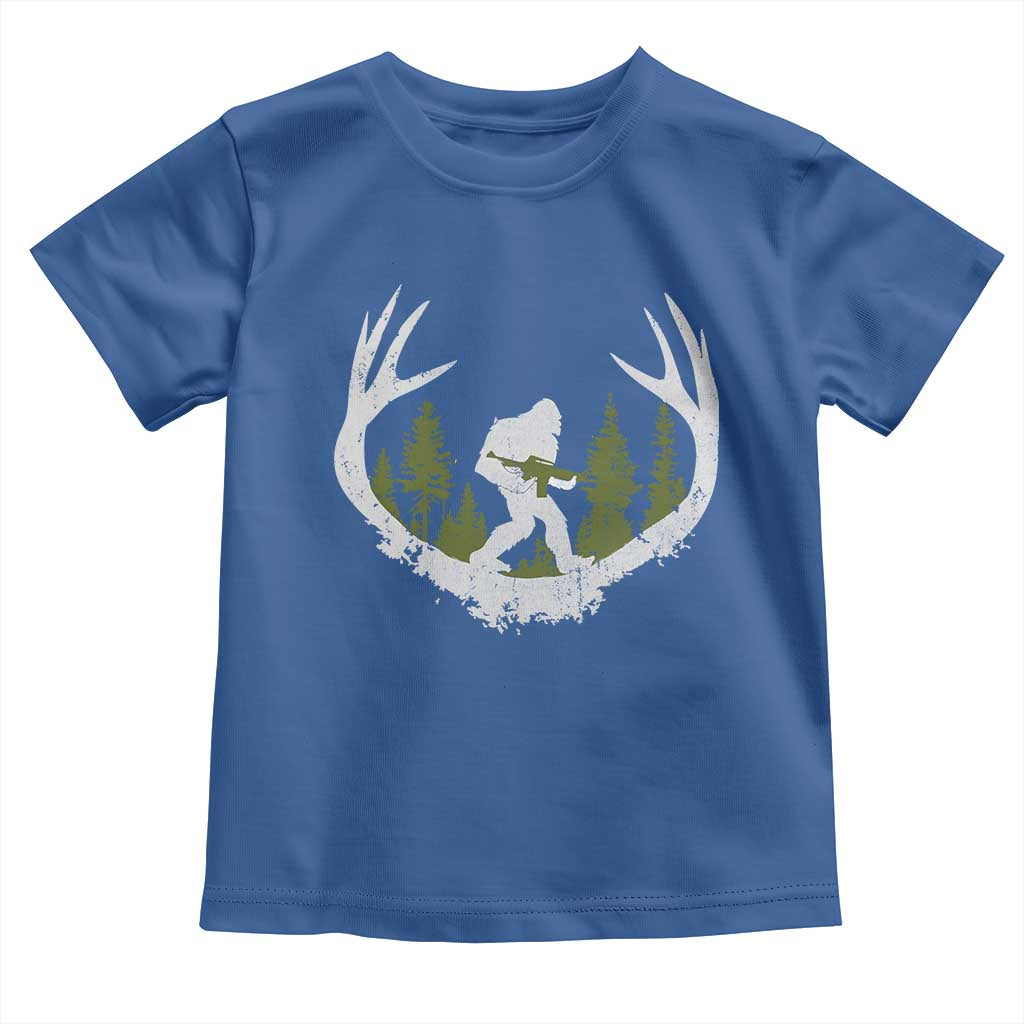 Bigfoot Gun Owner Toddler T Shirt Retro Deer Hunting Sasquatch Hunter Dad