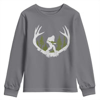 Bigfoot Gun Owner Youth Sweatshirt Retro Deer Hunting Sasquatch Hunter Dad