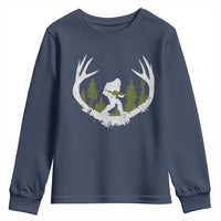 Bigfoot Gun Owner Youth Sweatshirt Retro Deer Hunting Sasquatch Hunter Dad