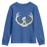 Bigfoot Gun Owner Youth Sweatshirt Retro Deer Hunting Sasquatch Hunter Dad