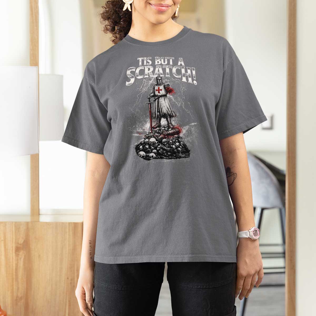 Funny Tis But A Scratch Medieval Warrior Knight T Shirt For Women Funny Gift Sarcastic Quote