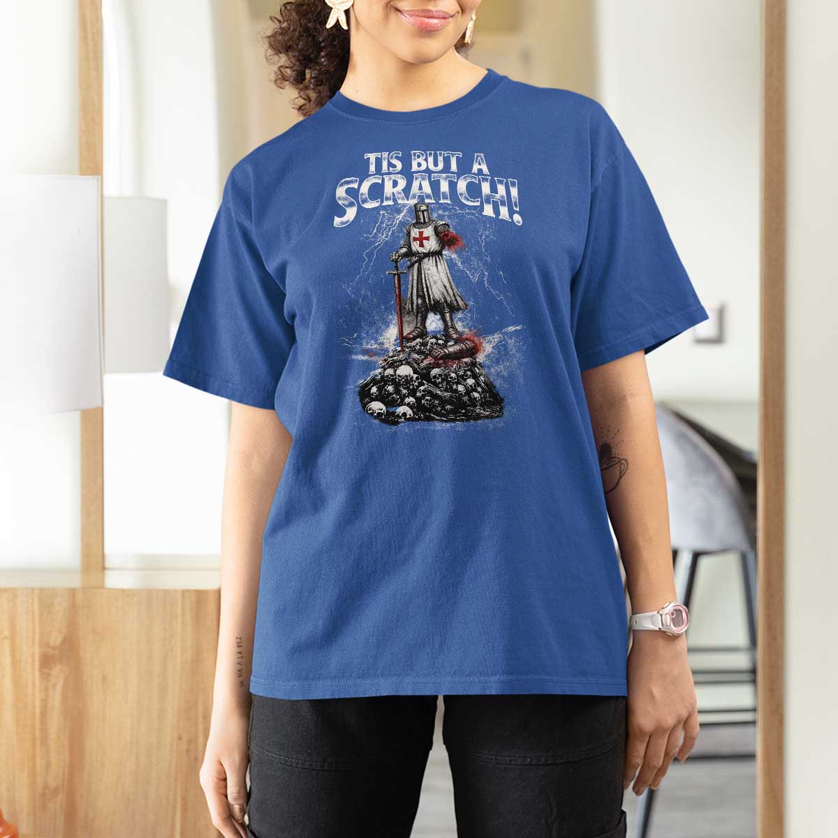 Funny Tis But A Scratch Medieval Warrior Knight T Shirt For Women Funny Gift Sarcastic Quote