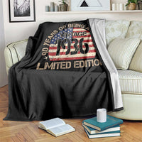 90th Birthday Throw Blanket Vintage 1936 90 Year Old Birthday USA Flag