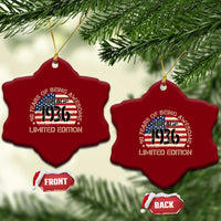 90th Birthday Ceramic Ornament Vintage 1936 90 Year Old Birthday USA Flag