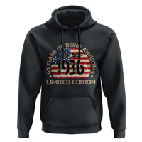 90th Birthday Hoodie Vintage 1936 90 Year Old Birthday USA Flag