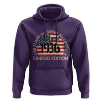 90th Birthday Hoodie Vintage 1936 90 Year Old Birthday USA Flag
