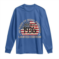90th Birthday Long Sleeve Shirt Vintage 1936 90 Year Old Birthday USA Flag