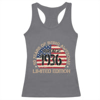 90th Birthday Racerback Tank Top Vintage 1936 90 Year Old Birthday USA Flag