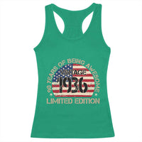 90th Birthday Racerback Tank Top Vintage 1936 90 Year Old Birthday USA Flag