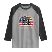 90th Birthday Raglan Shirt Vintage 1936 90 Year Old Birthday USA Flag