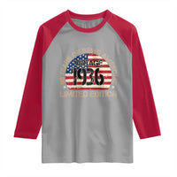 90th Birthday Raglan Shirt Vintage 1936 90 Year Old Birthday USA Flag