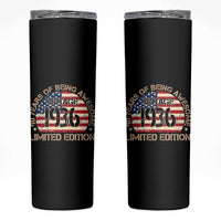 90th Birthday Skinny Tumbler Vintage 1936 90 Year Old Birthday USA Flag