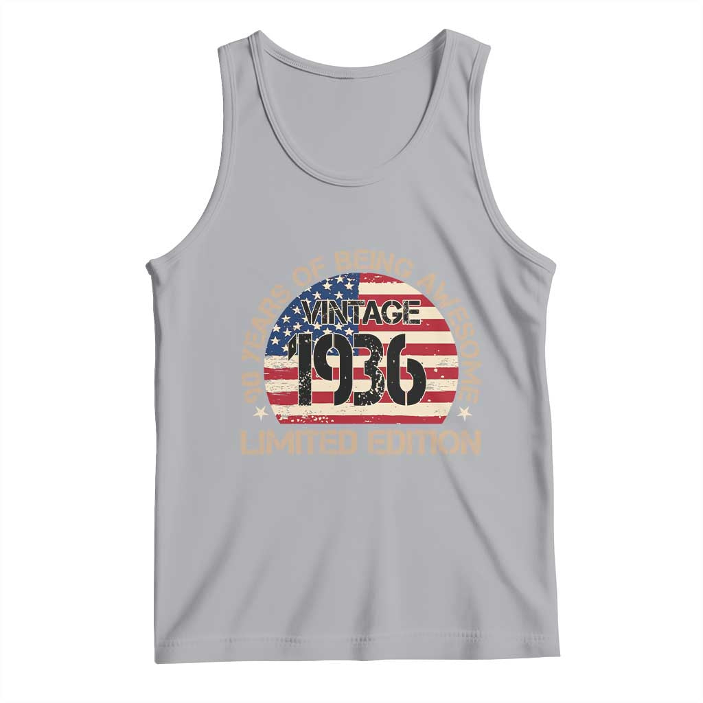 90th Birthday Tank Top Vintage 1936 90 Year Old Birthday USA Flag