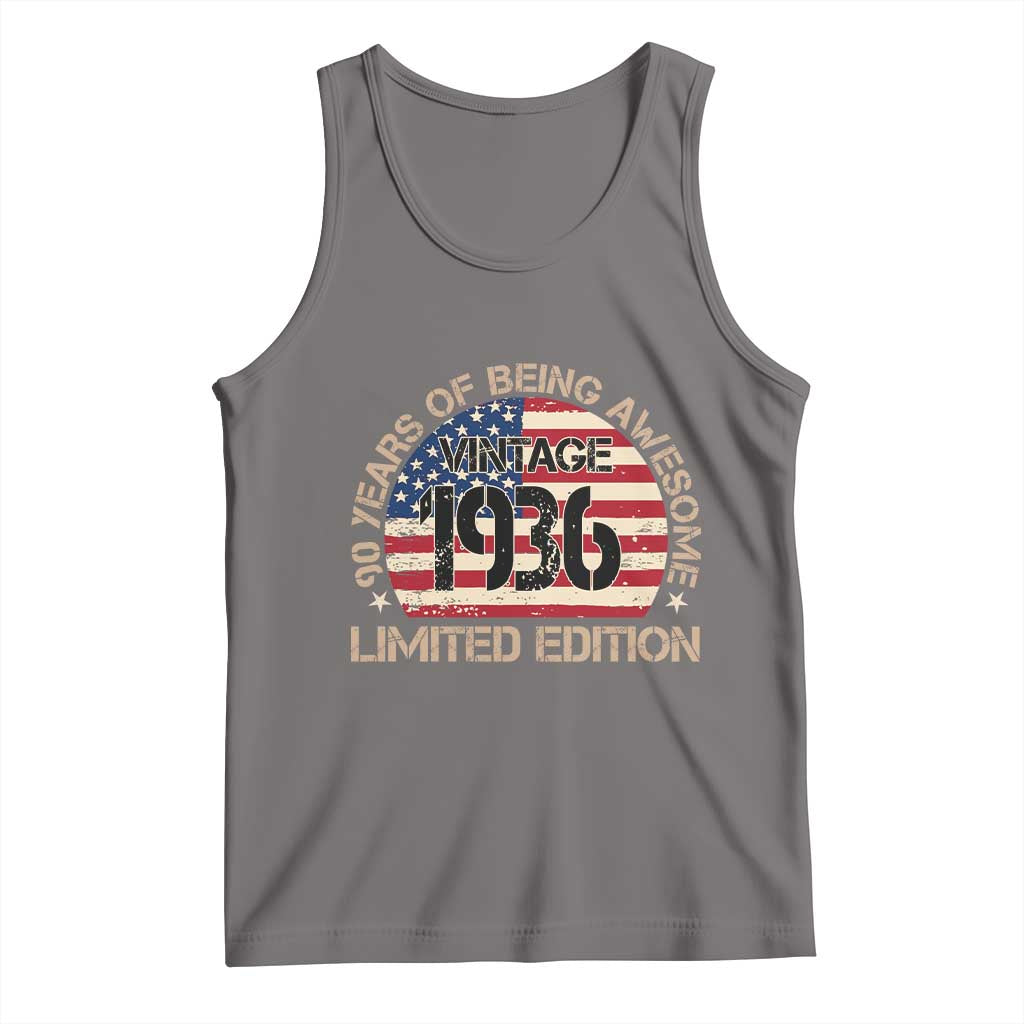 90th Birthday Tank Top Vintage 1936 90 Year Old Birthday USA Flag