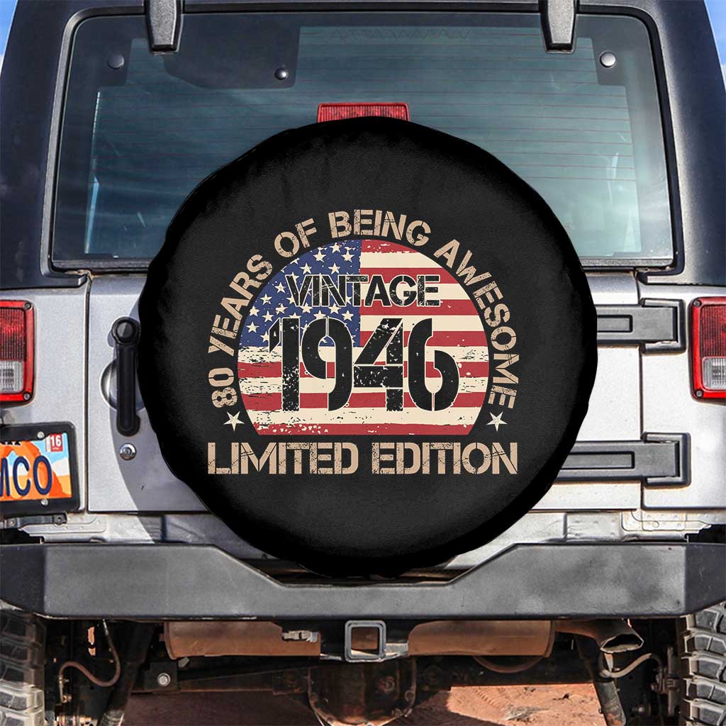 80th Birthday Spare Tire Cover Vintage 1946 80 Year Old Birthday USA Flag