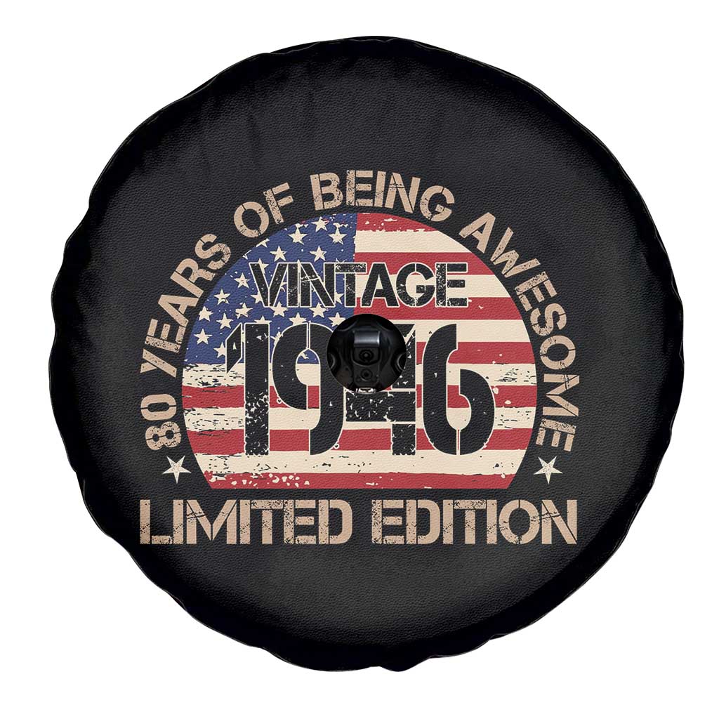 80th Birthday Spare Tire Cover Vintage 1946 80 Year Old Birthday USA Flag