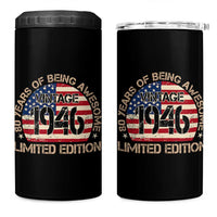 80th Birthday 4 in 1 Can Cooler Tumbler Vintage 1946 80 Year Old Birthday USA Flag