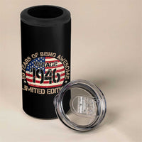 80th Birthday 4 in 1 Can Cooler Tumbler Vintage 1946 80 Year Old Birthday USA Flag