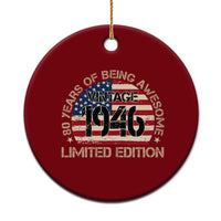 80th Birthday Ceramic Ornament Vintage 1946 80 Year Old Birthday USA Flag