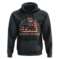 80th Birthday Hoodie Vintage 1946 80 Year Old Birthday USA Flag