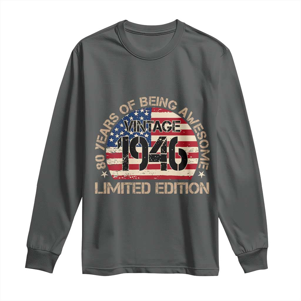 80th Birthday Long Sleeve Shirt Vintage 1946 80 Year Old Birthday USA Flag