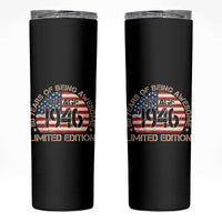 80th Birthday Skinny Tumbler Vintage 1946 80 Year Old Birthday USA Flag