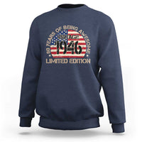 80th Birthday Sweatshirt Vintage 1946 80 Year Old Birthday USA Flag