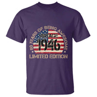 80th Birthday T Shirt Vintage 1946 80 Year Old Birthday USA Flag