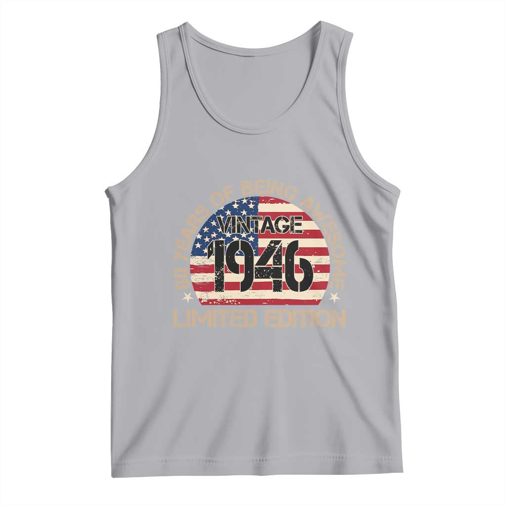 80th Birthday Tank Top Vintage 1946 80 Year Old Birthday USA Flag