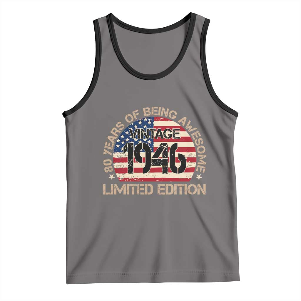 80th Birthday Tank Top Vintage 1946 80 Year Old Birthday USA Flag