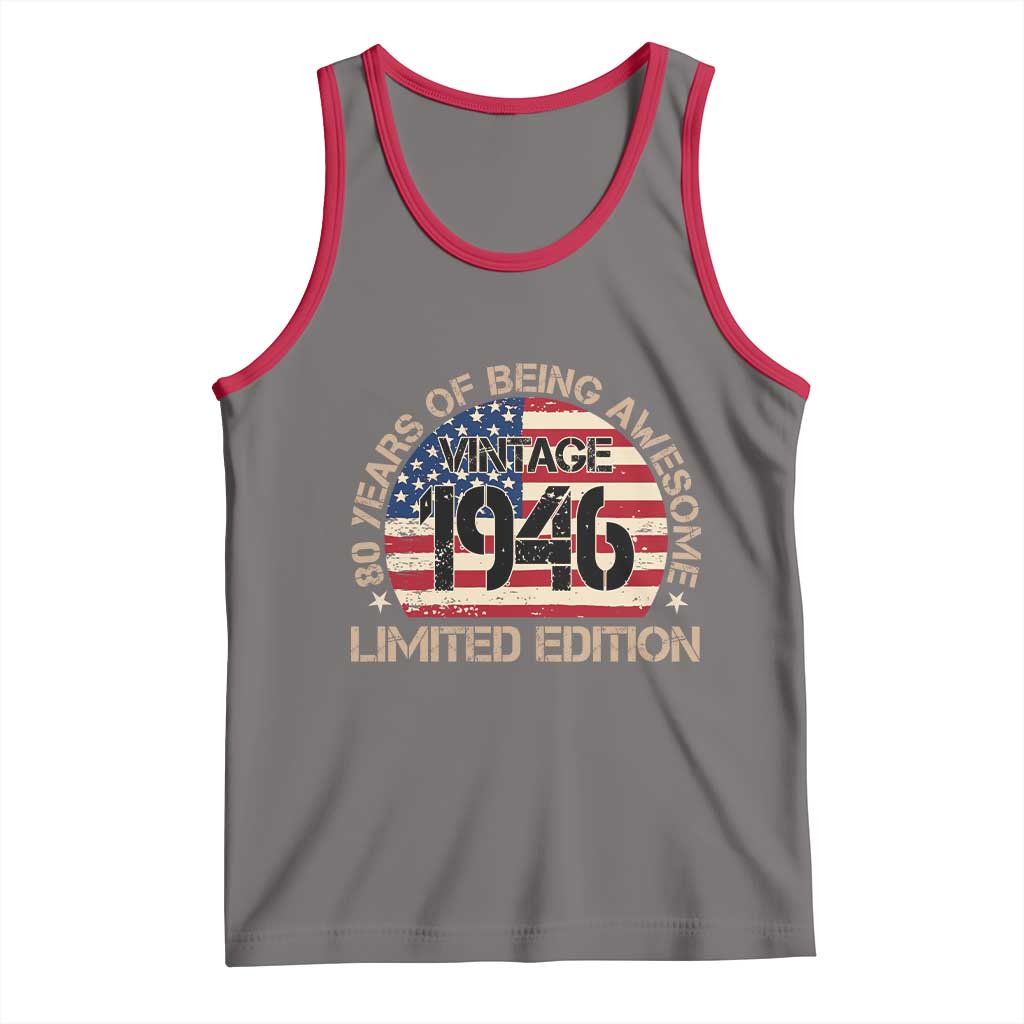 80th Birthday Tank Top Vintage 1946 80 Year Old Birthday USA Flag