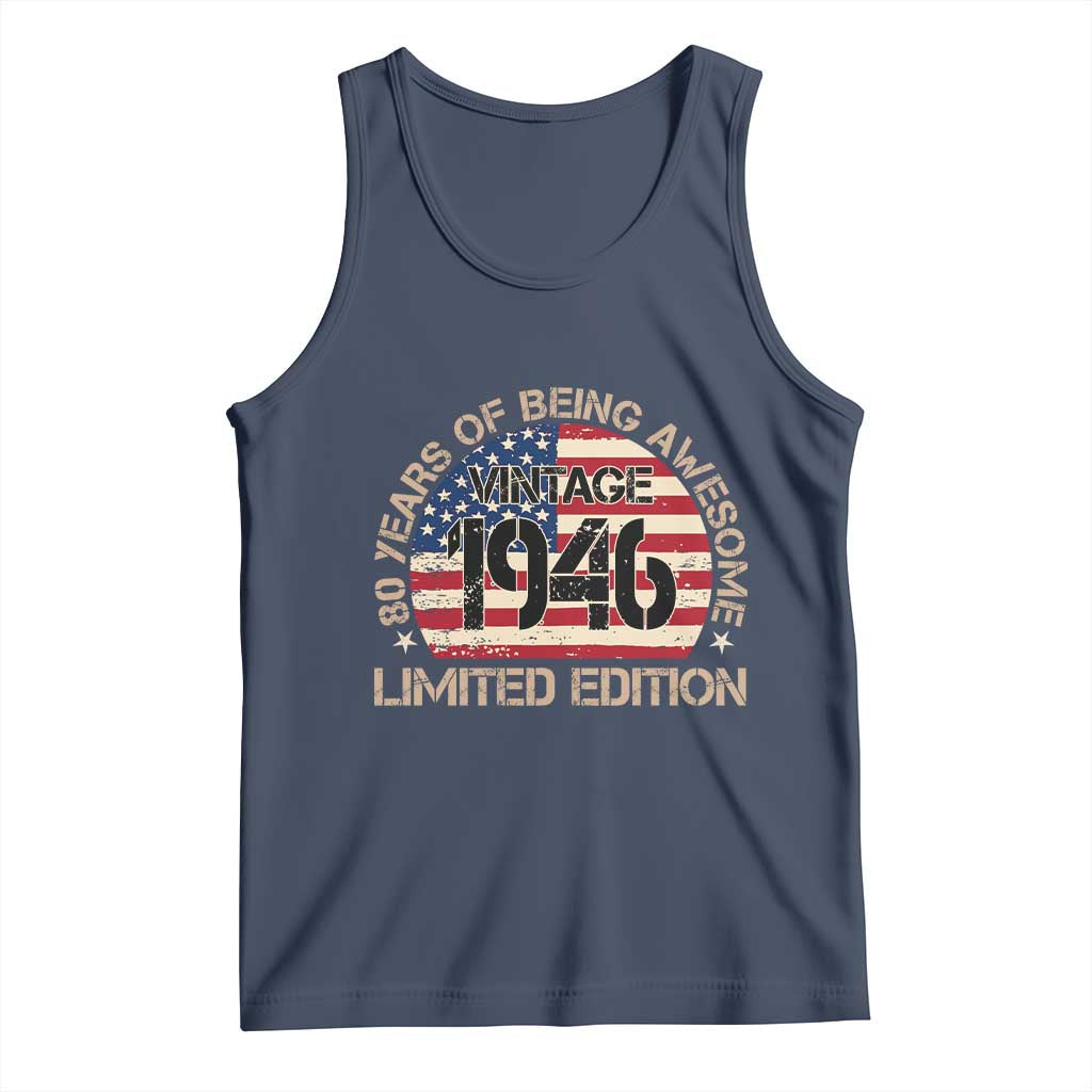 80th Birthday Tank Top Vintage 1946 80 Year Old Birthday USA Flag